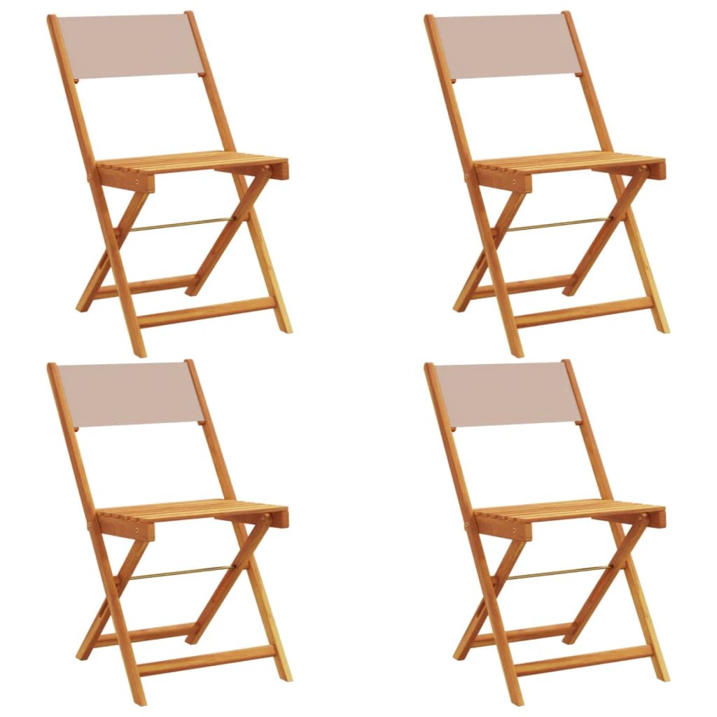 vidaXL Bistro Chairs 2 pcs Cream White Solid Wood Acacia and Fabric by vidaXL