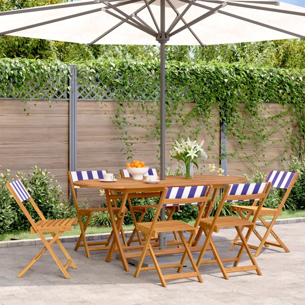vidaXL Bistro Chairs 2 pcs Cream White Solid Wood Acacia and Fabric - Bistro Sets