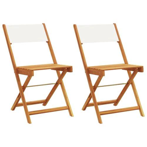 vidaXL Bistro Chairs 2 pcs Cream White Solid Wood Acacia and Fabric by vidaXL