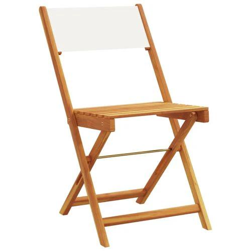 vidaXL Bistro Chairs 2 pcs Cream White Solid Wood Acacia and Fabric by vidaXL