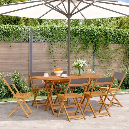 vidaXL Bistro Chairs 2 pcs Cream White Solid Wood Acacia and Fabric by vidaXL