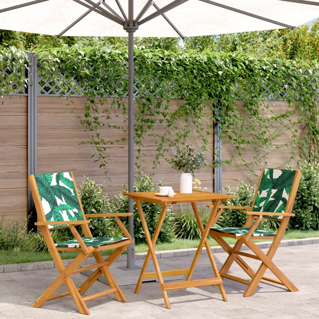 vidaXL vidaXL 3 Piece Bistro Set Cream White Fabric and Solid Wood - Bistro Sets