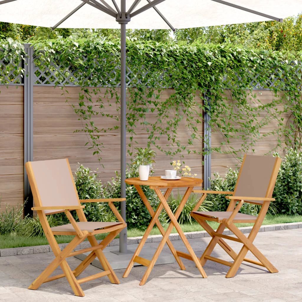 vidaXL 3 Piece Bistro Set Cream White Fabric and Solid Wood by vidaXL