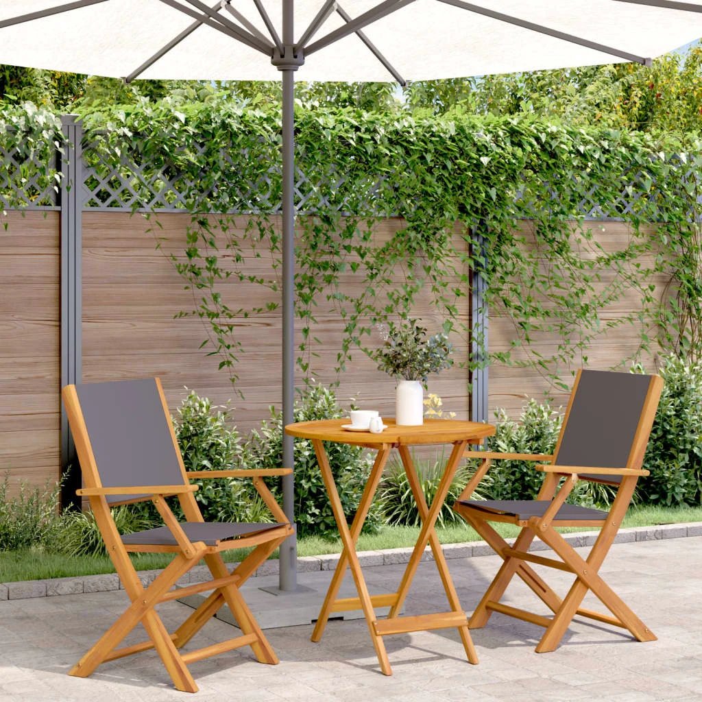 vidaXL vidaXL 3 Piece Bistro Set Cream White Fabric and Solid Wood - Bistro Sets