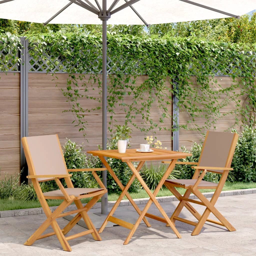 vidaXL 3 Piece Bistro Set Cream White Fabric and Solid Wood by vidaXL