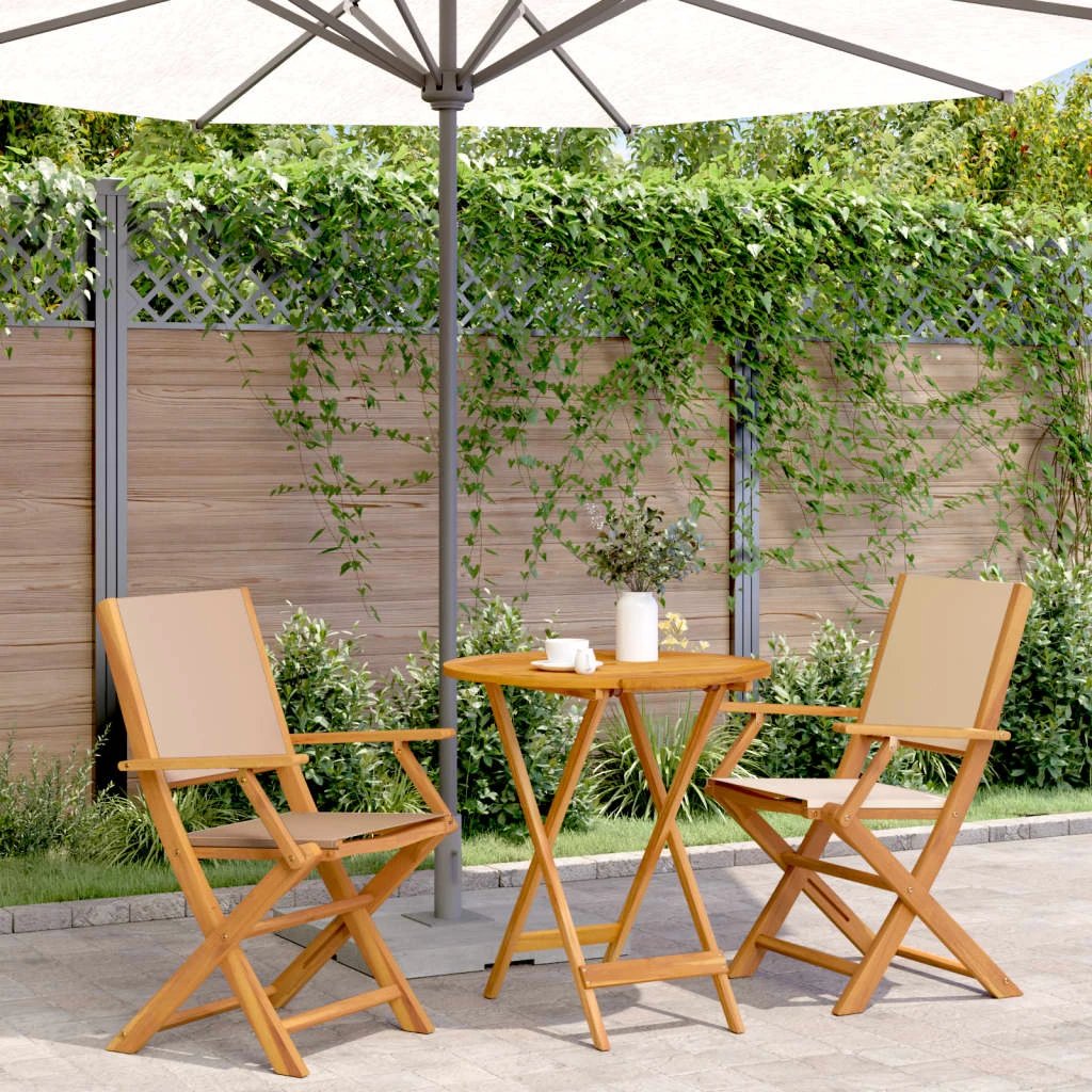 vidaXL vidaXL 3 Piece Bistro Set Cream White Fabric and Solid Wood - Bistro Sets