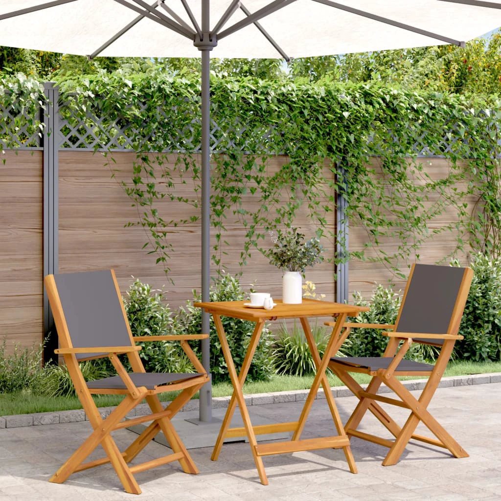 vidaXL vidaXL 3 Piece Bistro Set Cream White Fabric and Solid Wood - Bistro Sets