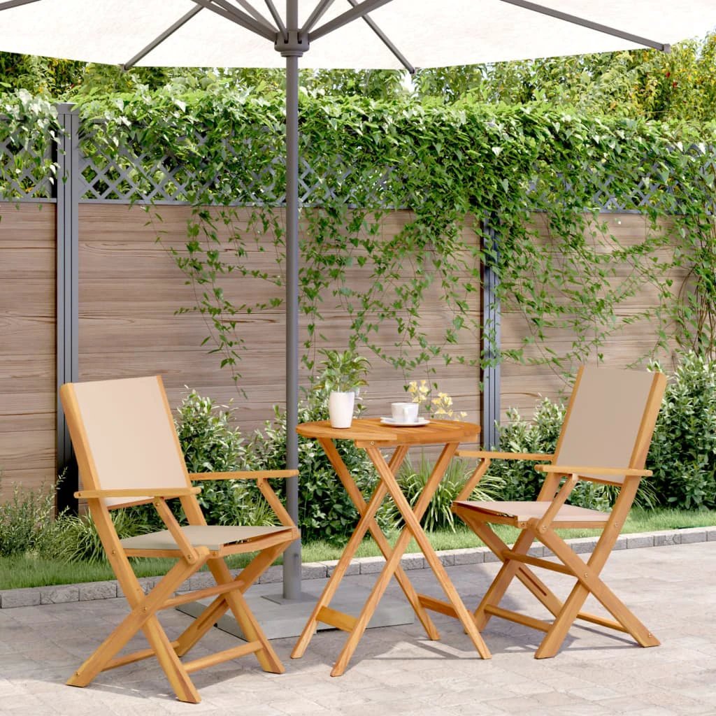 vidaXL vidaXL 3 Piece Bistro Set Cream White Fabric and Solid Wood - Bistro Sets