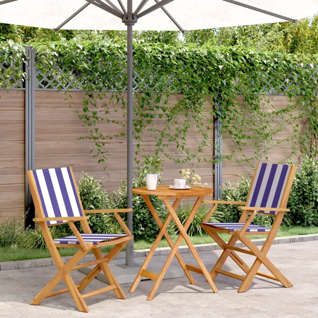 vidaXL 3 Piece Bistro Set Cream White Fabric and Solid Wood by vidaXL