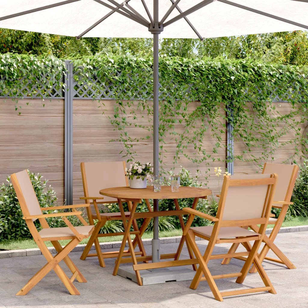 vidaXL vidaXL 3 Piece Bistro Set Cream White Fabric and Solid Wood - Bistro Sets