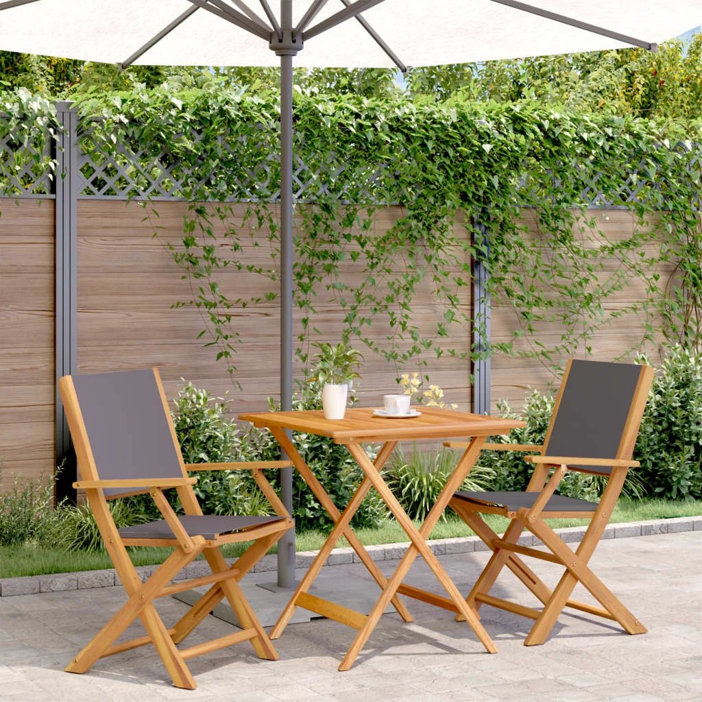 vidaXL vidaXL 3 Piece Bistro Set Cream White Fabric and Solid Wood - Bistro Sets