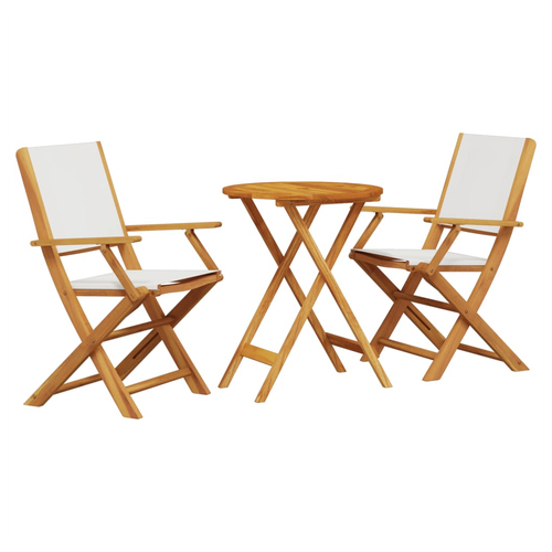 vidaXL 3 Piece Bistro Set Cream White Fabric and Solid Wood by vidaXL