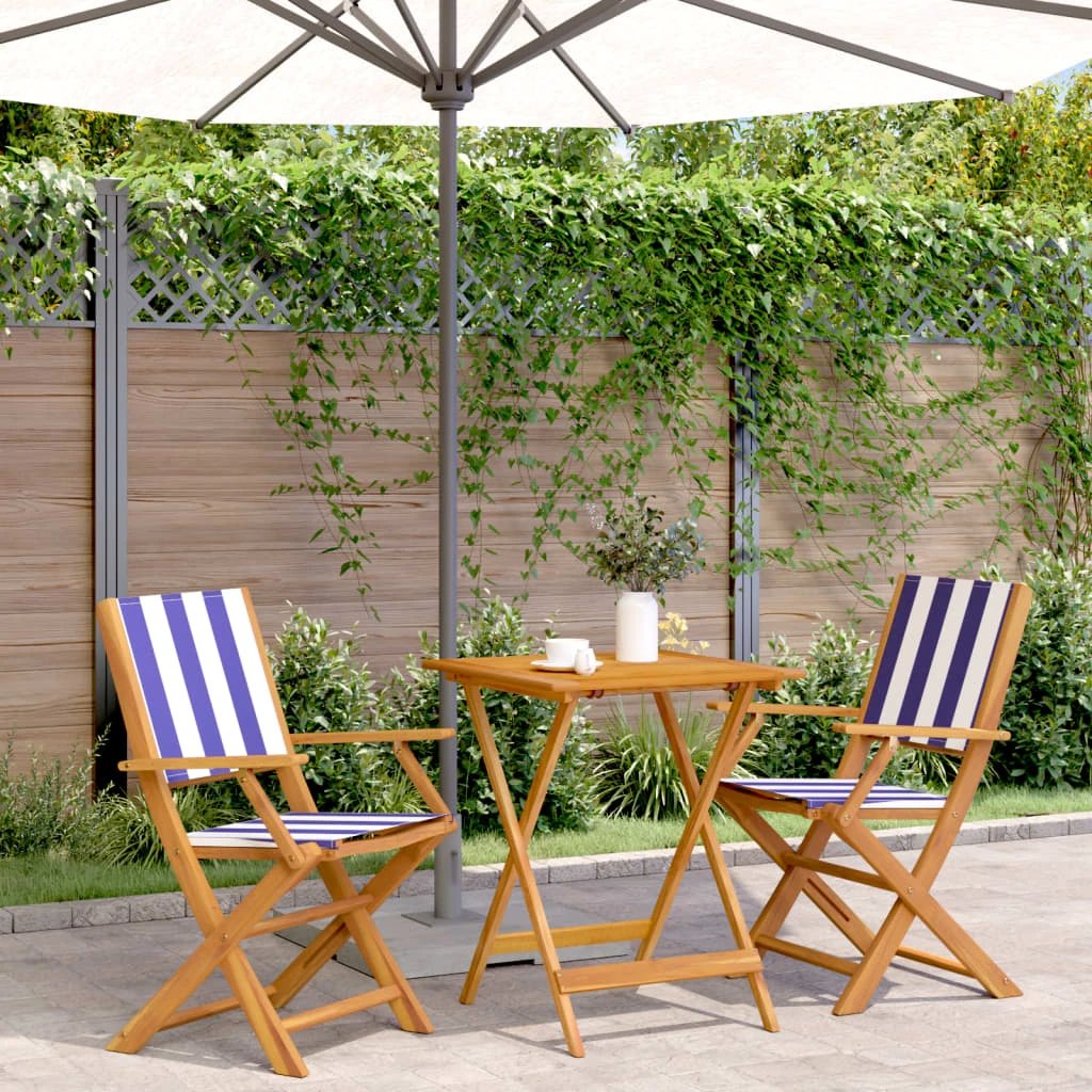 vidaXL 3 Piece Bistro Set Cream White Fabric and Solid Wood by vidaXL