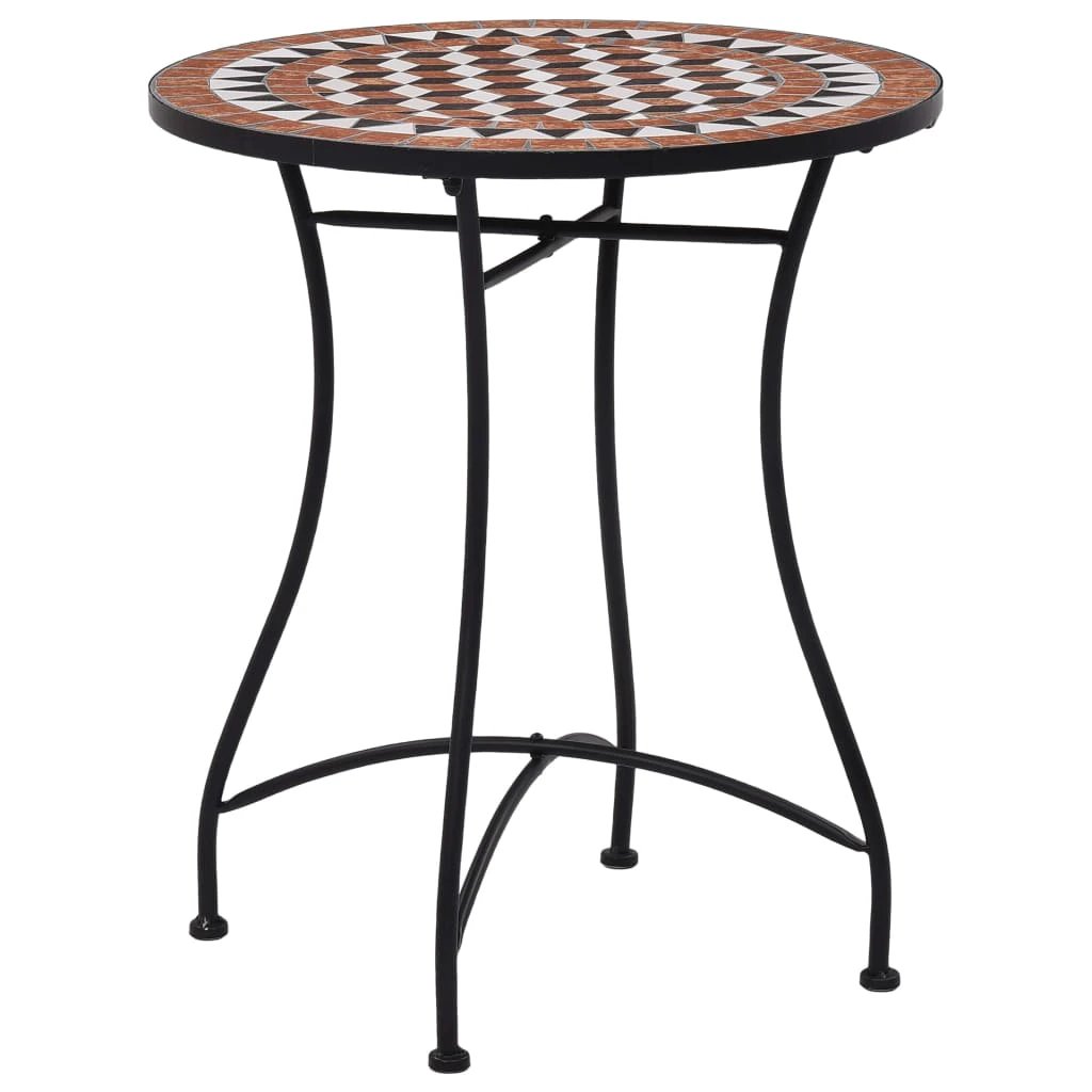 vidaXL 3 Piece Mosaic Bistro Set Ceramic Tile Terracotta - Bistro Sets