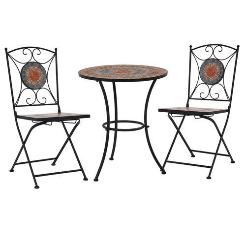 vidaXL 3 Piece Mosaic Bistro Set Ceramic Tile Terracotta by vidaXL