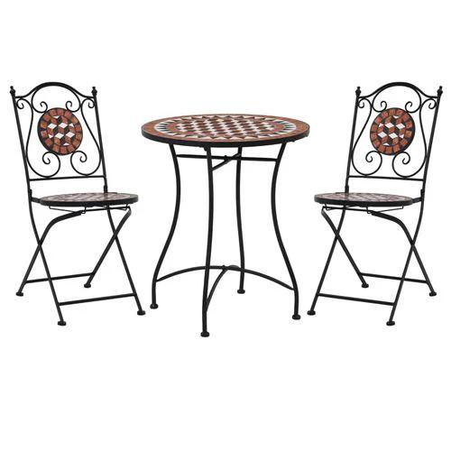 vidaXL 3 Piece Mosaic Bistro Set Ceramic Tile Terracotta by vidaXL
