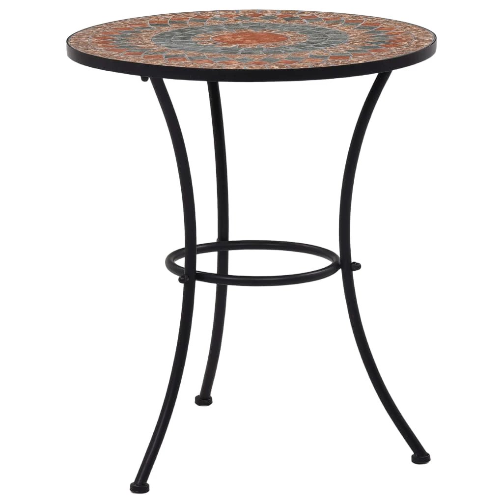 vidaXL 3 Piece Mosaic Bistro Set Ceramic Tile Terracotta - Bistro Sets
