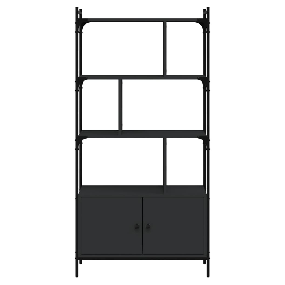 Bookcase with Doors Black76.5x30x154.5 cm vidaXL Engineered Wood by vidaXL