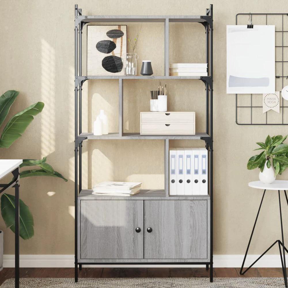 Bookcase with Doors Black76.5x30x154.5 cm vidaXL Engineered Wood by vidaXL
