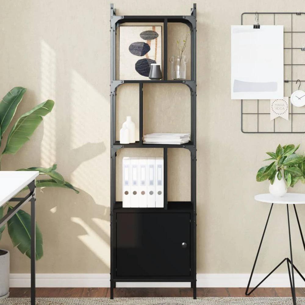 Bookcase with Doors Black76.5x30x154.5 cm vidaXL Engineered Wood by vidaXL
