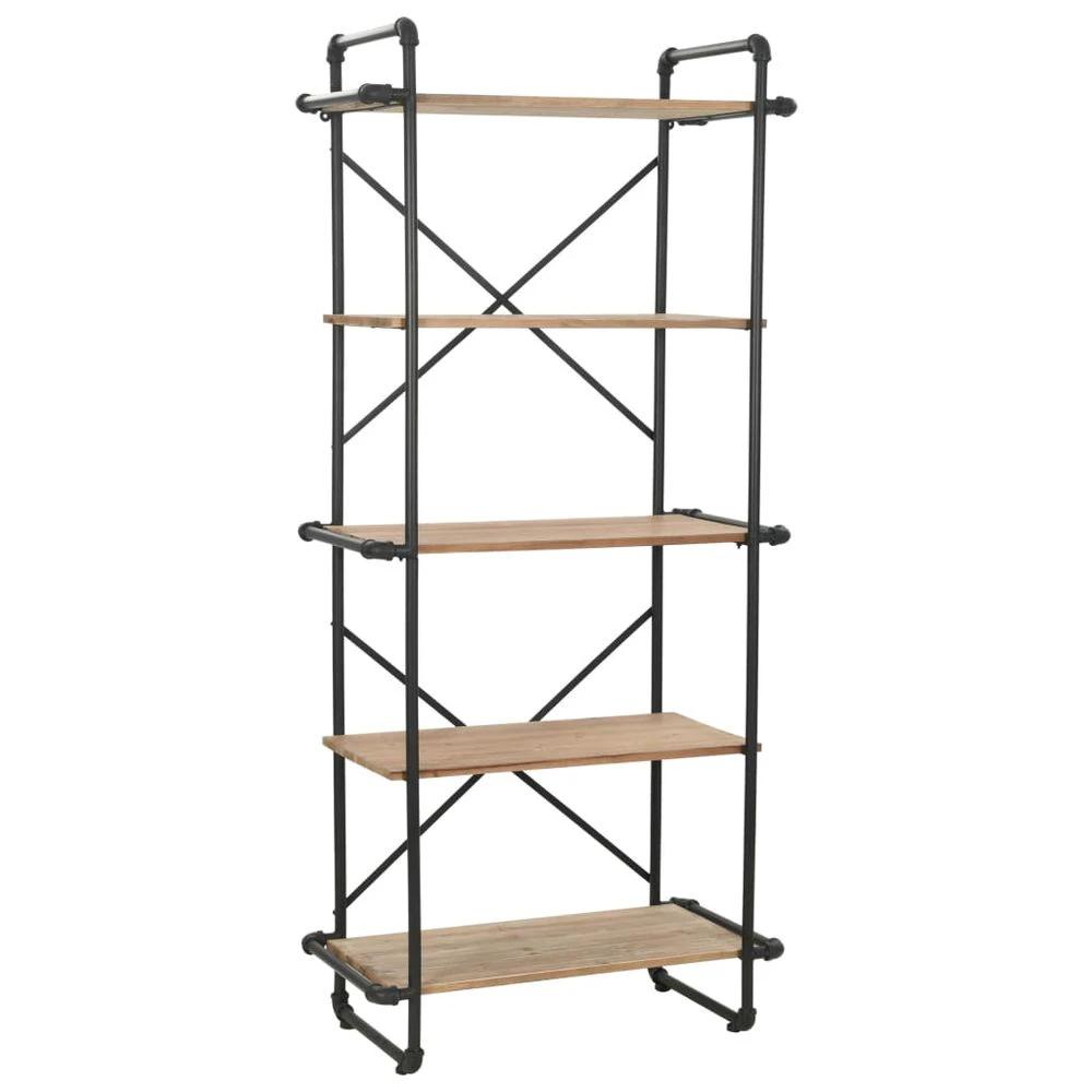 vidaXL Bookcase Solid Firwood and Steel vidaXL 80x42x180 cm - Uncategorized Bookcase