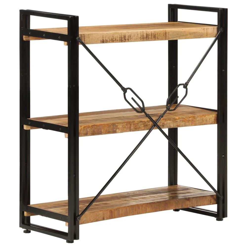 vidaXL 3-Tier vidaXL Bookcase 77x30x80 cm Solid Wood Mango and Iron - Uncategorized Bookcase