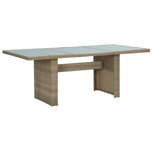 vidaXL Garden Dining Table Brown 200x100x74 cm Glass and Poly Rattan by vidaXL