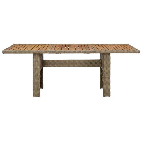 vidaXL Garden Dining Table Brown 200x100x74 cm Glass and Poly Rattan -