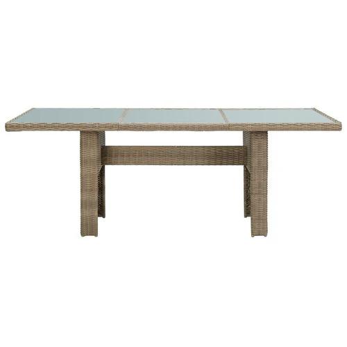 vidaXL Garden Dining Table Brown 200x100x74 cm Glass and Poly Rattan by vidaXL