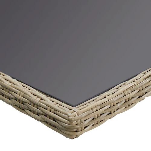 vidaXL Garden Dining Table Brown 200x100x74 cm Glass and Poly Rattan -
