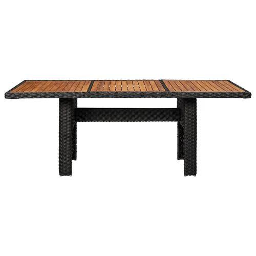 vidaXL Garden Dining Table Brown 200x100x74 cm Glass and Poly Rattan -