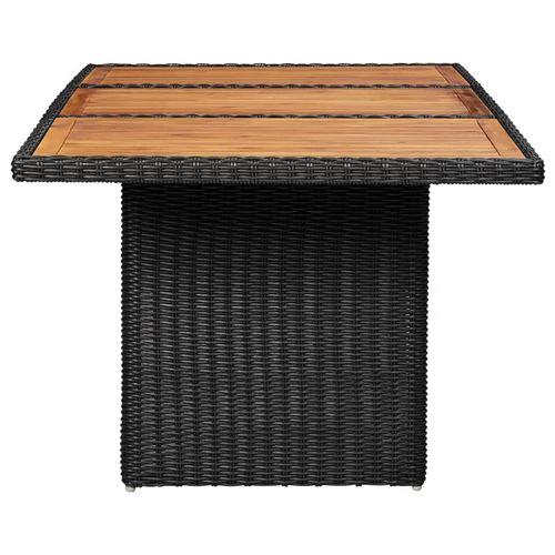vidaXL Garden Dining Table Brown 200x100x74 cm Glass and Poly Rattan -