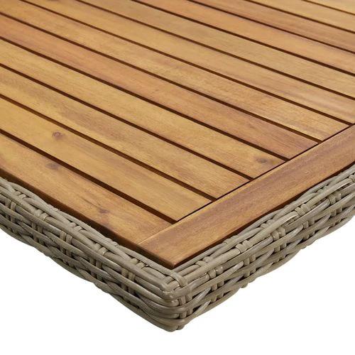 vidaXL Garden Dining Table Brown 200x100x74 cm Glass and Poly Rattan -