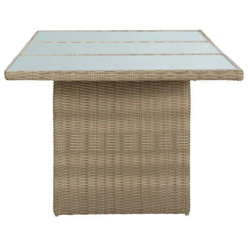 vidaXL Garden Dining Table Brown 200x100x74 cm Glass and Poly Rattan by vidaXL