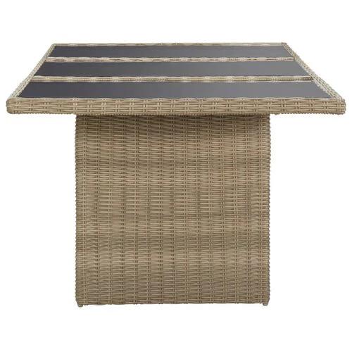 vidaXL Garden Dining Table Brown 200x100x74 cm Glass and Poly Rattan by vidaXL