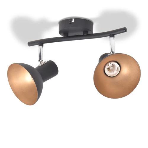 Ceiling Lamp for 2 Bulbs E27 Black and Gold by vidaXL
