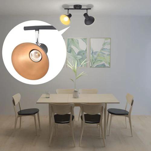 Ceiling Lamp for 2 Bulbs E27 Black and Gold by vidaXL