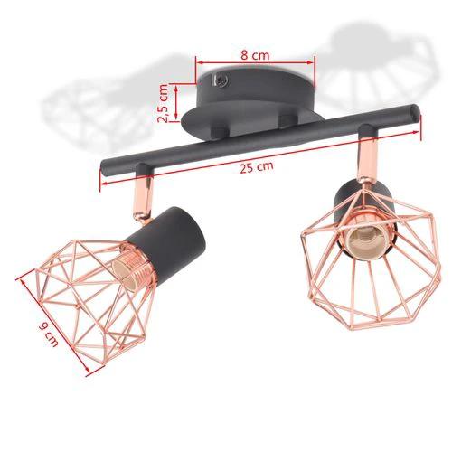 Ceiling Lamp with 2 Spotlights E14 Black and Copper by vidaXL