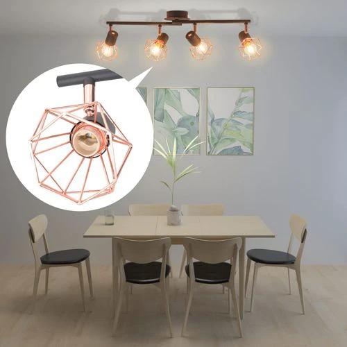 Ceiling Lamp with 4 Spotlights E14 Black and Copper by vidaXL