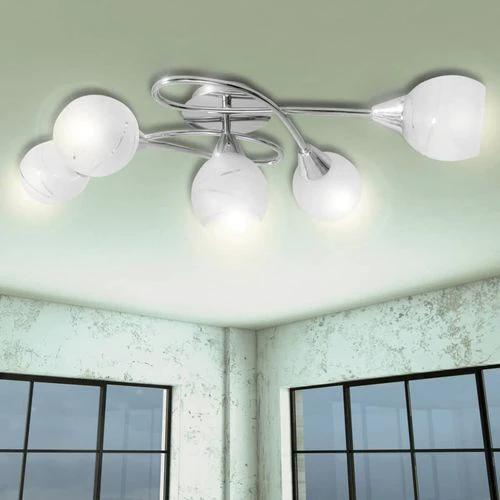 vidaXL Ceiling Lamp with Glass Shades for 5 E14 Bulbs - Ceiling Lights