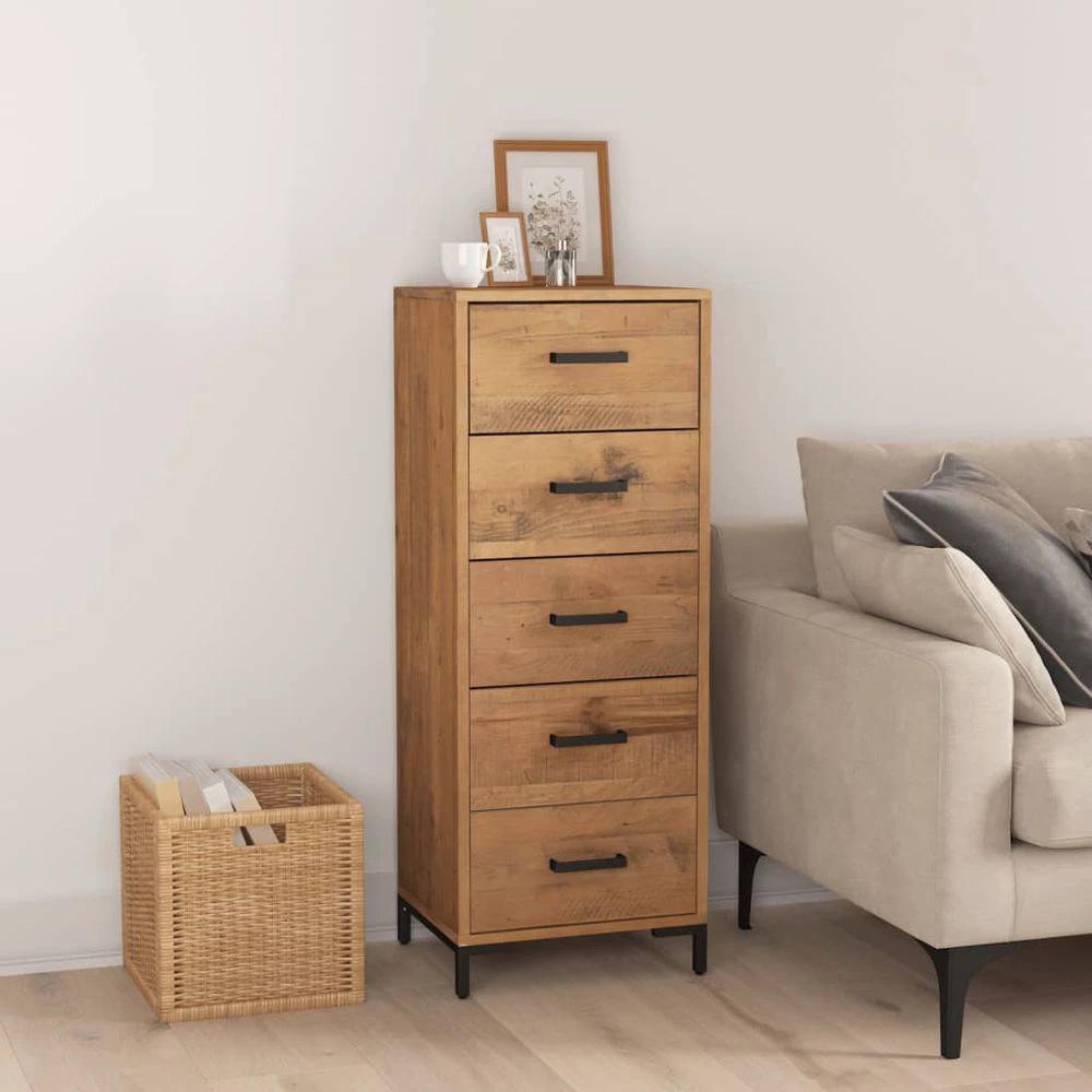 Chest of Drawers 42x35x110 cm vidaXL Solid Pinewood by vidaXL