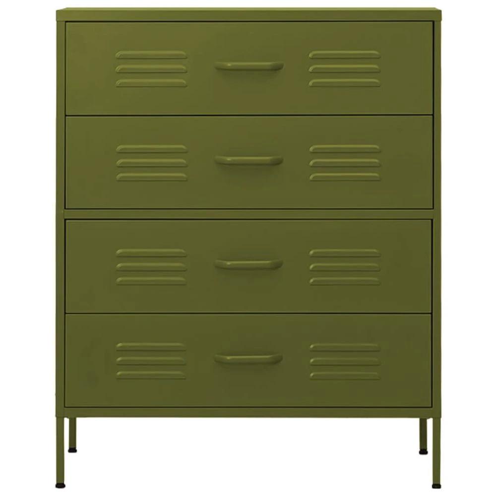 Chest of Drawers Olive Green 80x35x101.5 cm Steel vidaXL by vidaXL