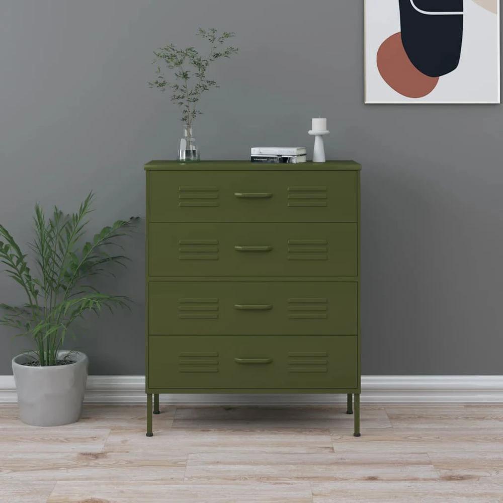 Chest of Drawers Olive Green 80x35x101.5 cm Steel vidaXL by vidaXL