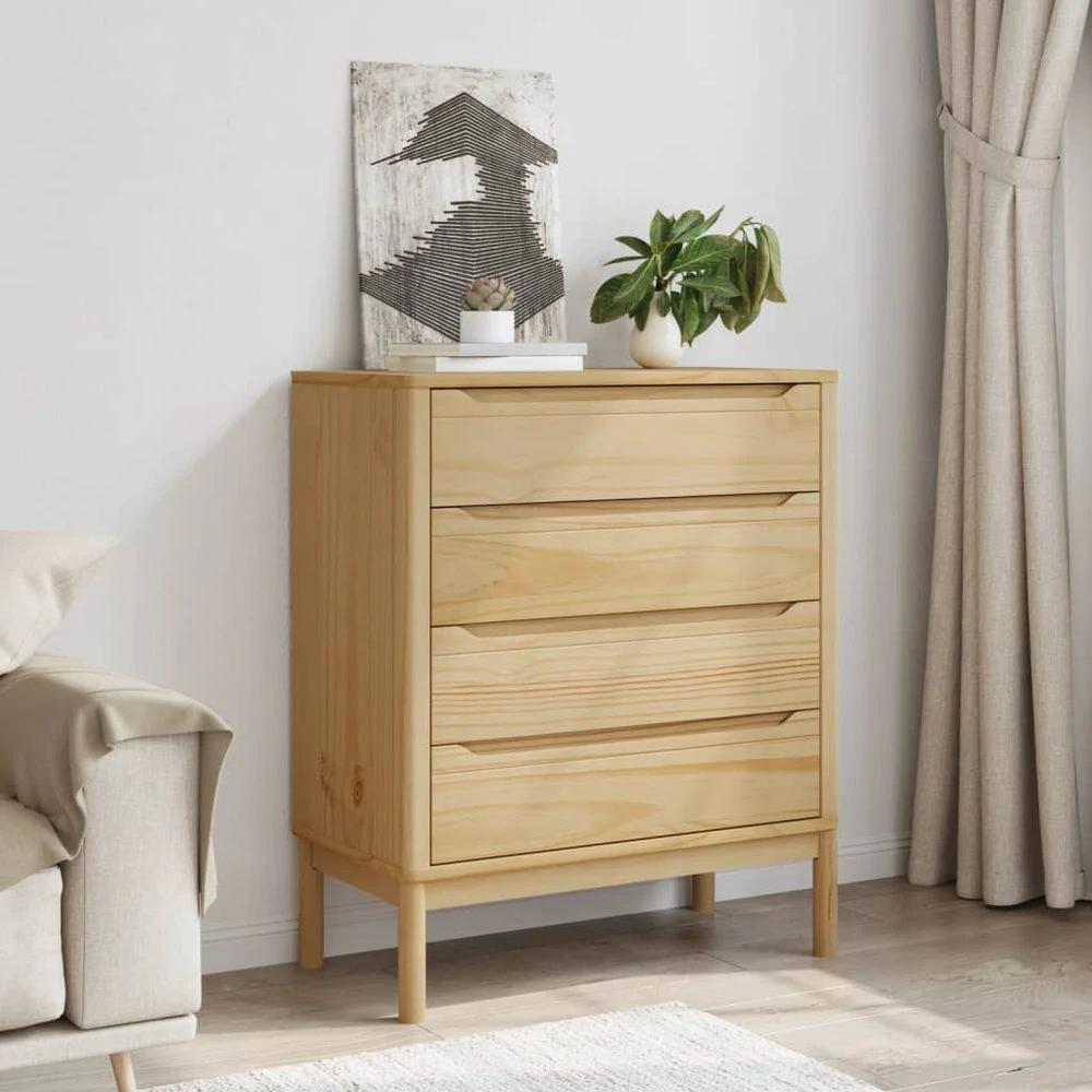vidaXL Chest of Drawers FLORO Wax Brown vidaXL Solid Wood Pine - Uncategorized Chest of Drawers