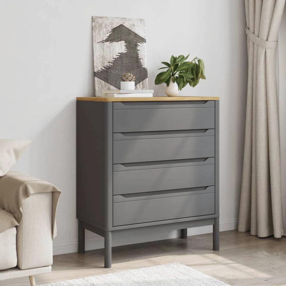 Chest of Drawers FLORO Wax Brown vidaXL Solid Wood Pine by vidaXL