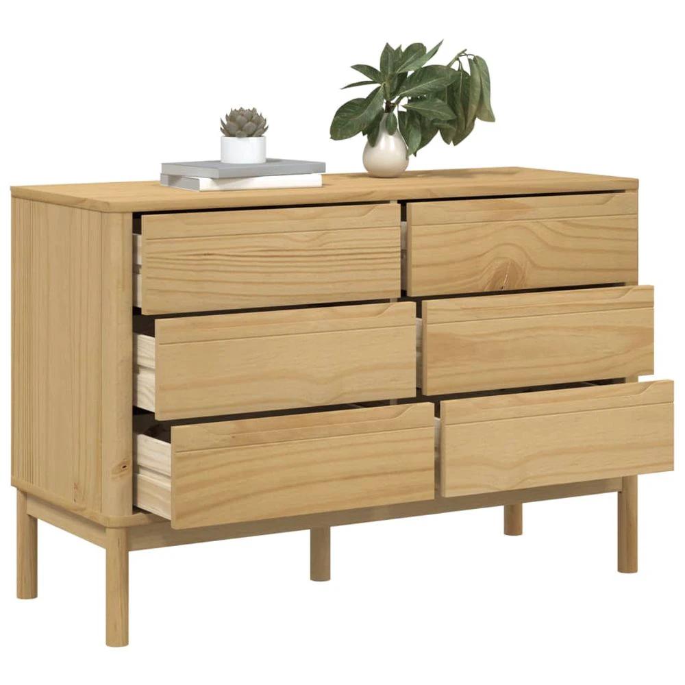 Chest of Drawers FLORO Wax Brown vidaXL Solid Wood Pine by vidaXL