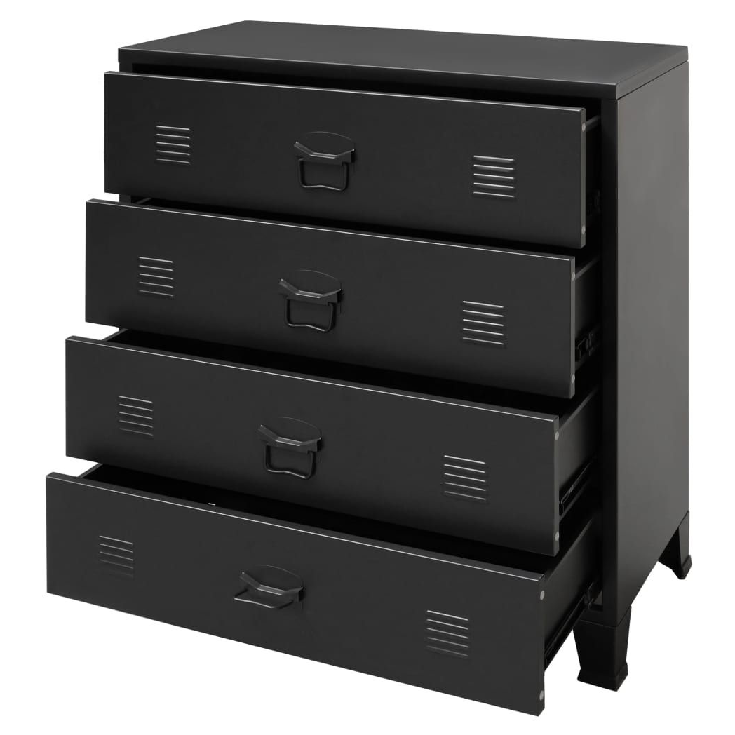 vidaXL Chest of Drawers Metal Industrial Style vidaXL 78x40x93 cm Black - Uncategorized Chest of Drawers