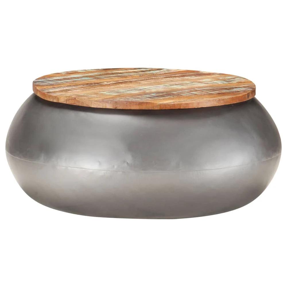 Coffee Table Black 50x39.5 cm Solid Wood vidaXL Reclaimed by vidaXL