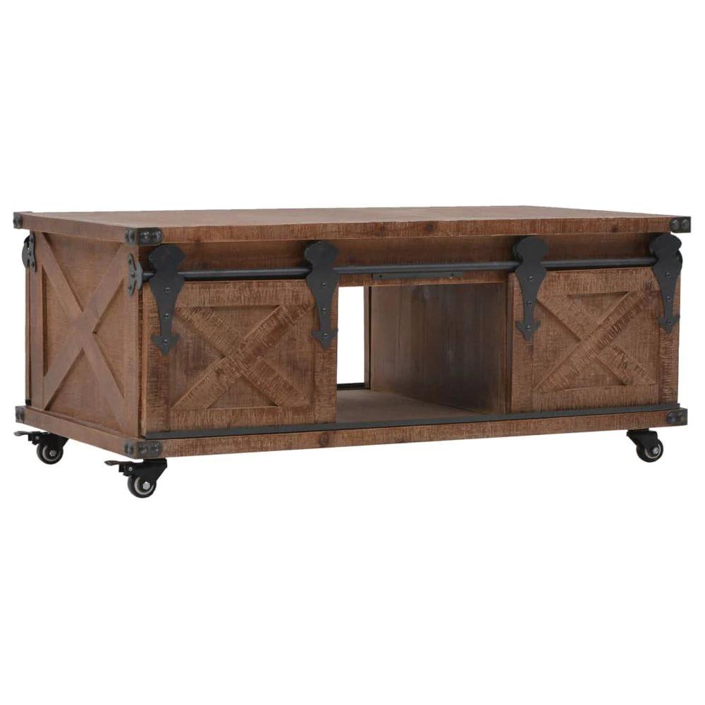 vidaXL Coffee Table Solid Fir Wood vidaXL 91x51x38 cm Brown - Coffee Tables Coffee Table