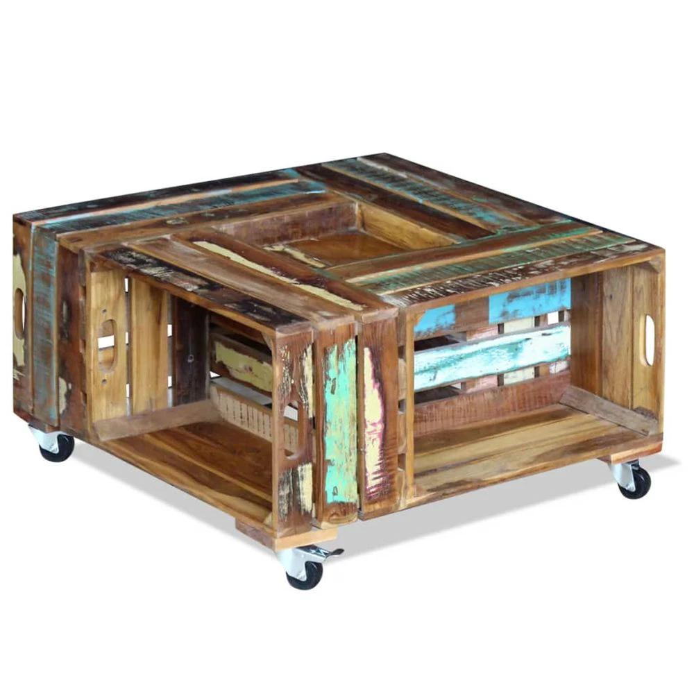 Coffee Table Solid Reclaimed Wood vidaXL 70x70x35 cm by vidaXL